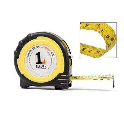 Leach's Double Sided Tape Measure Rubber Enclosed Case 8m